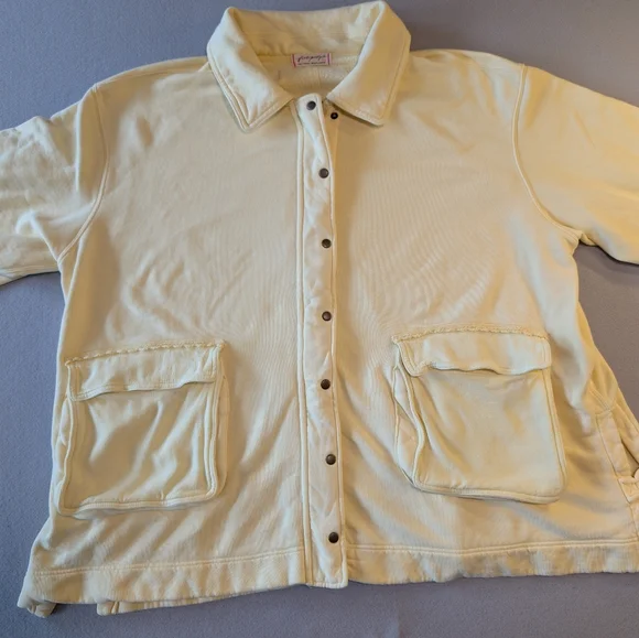 Free People We The Free Alexa Sweatshirt Jacket in Flan Yellow Boho Chic XL - Picture 10 of 16